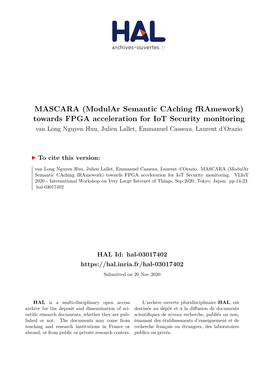Towards FPGA Acceleration for Iot Security Monitoring Van Long Nguyen Huu, Julien Lallet, Emmanuel Casseau, Laurent D’Orazio