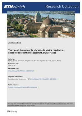 The Role of the Antigorite+Brucite to Olivine Reaction in Subducted