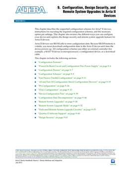 9. Configuration, Design Security, and Remote System Upgrades in Arria II July 2012 AIIGX51009-4.3 Devices