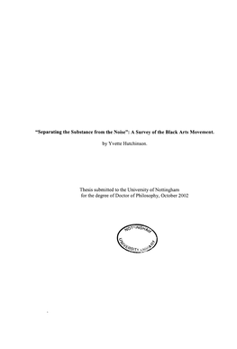 Hutchinson, Yvette (2003) Separating the Substance from the Noise: a Survey of the Black Arts Movement. Phd Thesis, University O