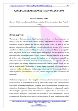 Judicial Independence: the Pros and Cons