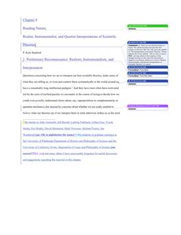 Chapter 4 Reading Nature Realist, Instrumentalist, and Quietist