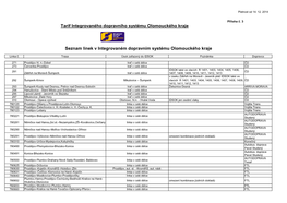 Seznam Linek V Integrovaném Dopravním Systému Olomouckého Kraje