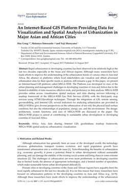 An Internet-Based GIS Platform Providing Data for Visualization and Spatial Analysis of Urbanization in Major Asian and African Cities