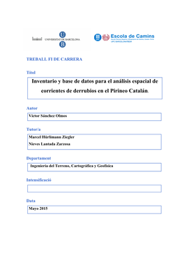 Inventario Y Base De Datos Para El Análisis Espacial De Corrientes De