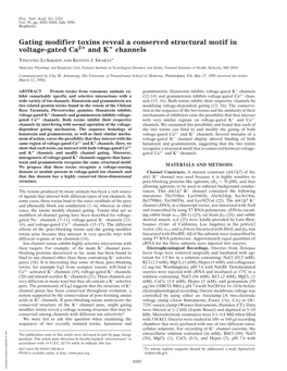 Gating Modifier Toxins Reveal a Conserved Structural Motif in Voltage-Gated Ca2؉ and K؉ Channels