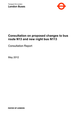 Consultation on Proposed Changes to Bus Route N13 and New Night Bus N113