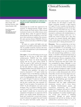 Failure of Alemtuzumab As a Rescue in a NMOSD Patient Treated with Rituximab Markus C