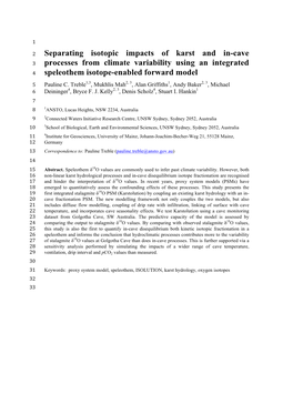 Separating Isotopic Impacts of Karst and In-Cave Processes from Climate