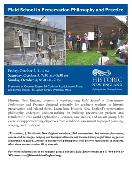 Field School in Preservation Philosophy and Practice