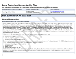 Local Control and Accountability Plan Plan Summary LCAP 2020-2021