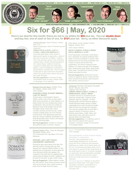 Six for $66 | May, 2020