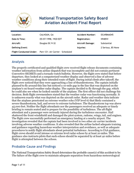 National Transportation Safety Board Aviation Accident Final Report