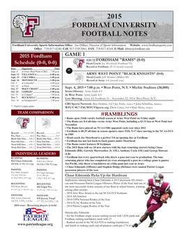 2015 Fordham University Football Notes