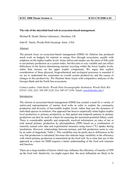 The Role of the Microbial Food Web in Ecosystem-Based Management