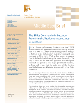 The Shiite Community in Lebanon: from Marginalization to Ascendancy Dr