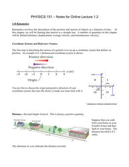 PHYSICS 151 – Notes for Online Lecture 1.2