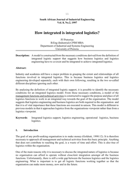 How Integrated Is Integrated Logistics?