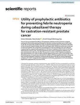 Utility of Prophylactic Antibiotics for Preventing Febrile Neutropenia