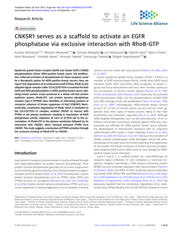 CNKSR1 Serves As a Scaffold to Activate an EGFR Phosphatase Via Exclusive Interaction with Rhob-GTP