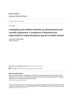 Investigating Color Additive Molecules for Pharmaceutical and Cosmetic