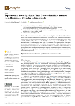 Experimental Investigation of Free Convection Heat Transfer from Horizontal Cylinder to Nanoﬂuids