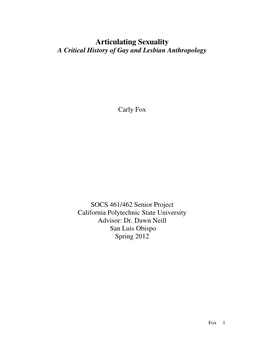 A Critical History of Gay and Lesbian Anthropology