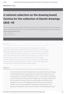 A National Collection on the Drawing Board. Centres for the Collection of Danish Drawings 1810–45 | Perspective