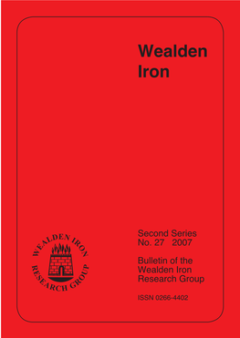 Wealden Iron, Second Series Volume 27, 2007