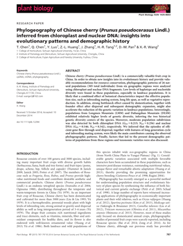 Phylogeography of Chinese Cherry (Prunus Pseudocerasus Lindl