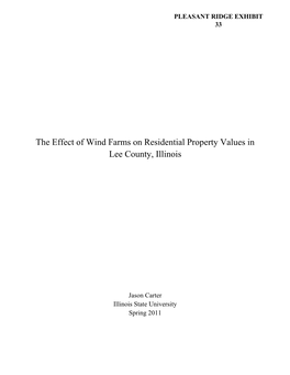 The Effect of Wind Farms on Residential Property Values in Lee County, Illinois