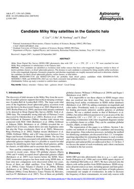 Candidate Milky Way Satellites in the Galactic Halo