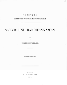 Satyr- Und Βakchεννamen