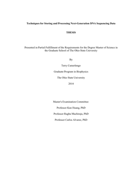 Techniques for Storing and Processing Next-Generation DNA Sequencing Data