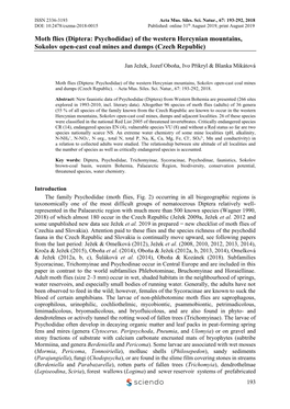 Moth Flies (Diptera: Psychodidae) of the Western Hercynian Mountains, Sokolov Open-Cast Coal Mines and Dumps (Czech Republic)