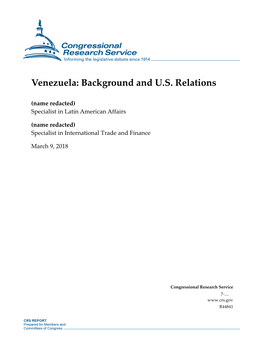 Venezuela: Background and U.S. Relations