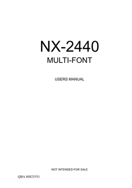 Nx-2440 Multi-Font Users Manual