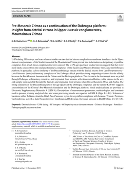 Pre-Mesozoic Crimea As a Continuation of the Dobrogea