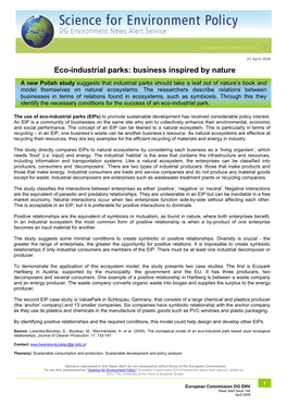Eco-Industrial Parks: Business Inspired by Nature