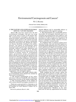 Environmental Carcinogenesis and Cancers*