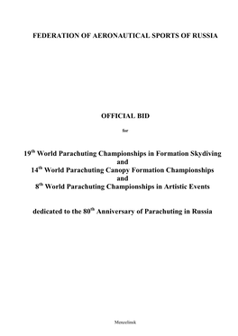 World Parachuting Championships in Formation Skydiving and 14