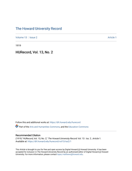 Hurecord, Vol. 13, No. 2