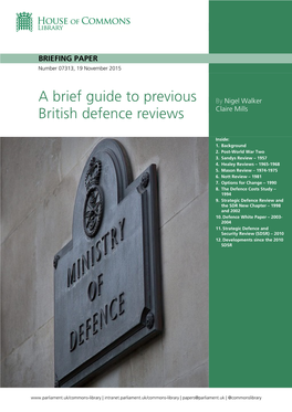 A Brief Guide to Previous British Defence Reviews