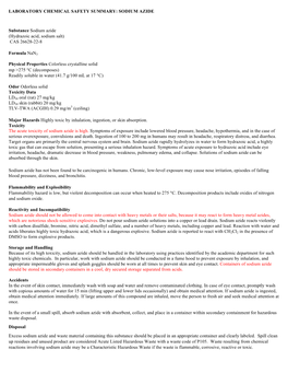 Laboratory Chemical Safety Summary: Sodium Azide