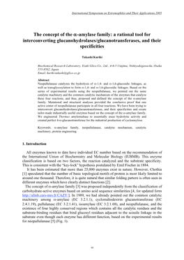 The Concept of the Α-Amylase Family