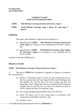 Tolo Harbour Sewerage of Unsewered Areas, Stage 2 339DS – North District Sewerage, Stage 1 Phase 2C and Stage 2 Phase 1