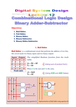 Lecture 12 Binary Adder-Subtractor.Pdf