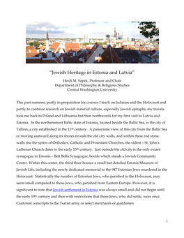 “Jewish Heritage in Estonia and Latvia”