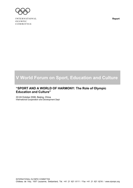 V World Forum on Sport, Education and Culture