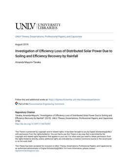 Investigation of Efficiency Loss of Distributed Solar Power Due To